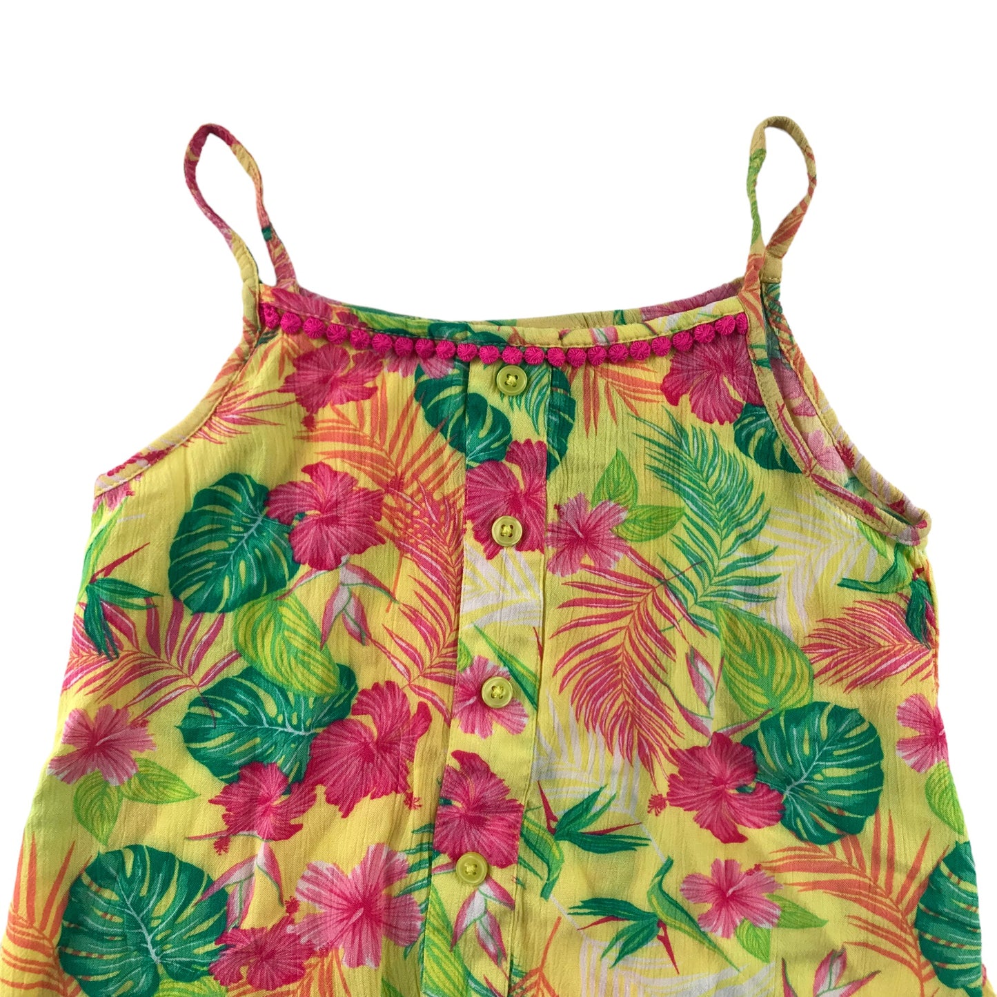 Matalan Top Age 7 Yellow Cropped Floral Summer Top