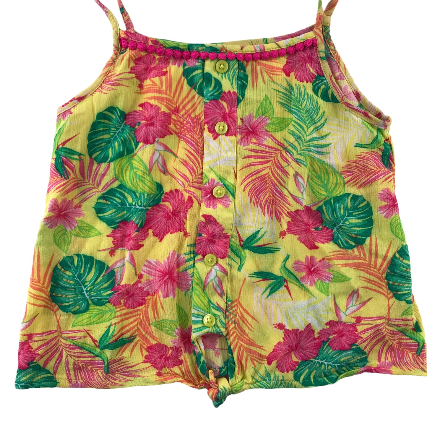 Matalan Top Age 7 Yellow Cropped Floral Summer Top