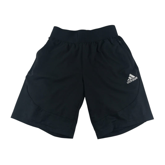 Adidas shorts 9-10 years black with white stripes and logo aeroready