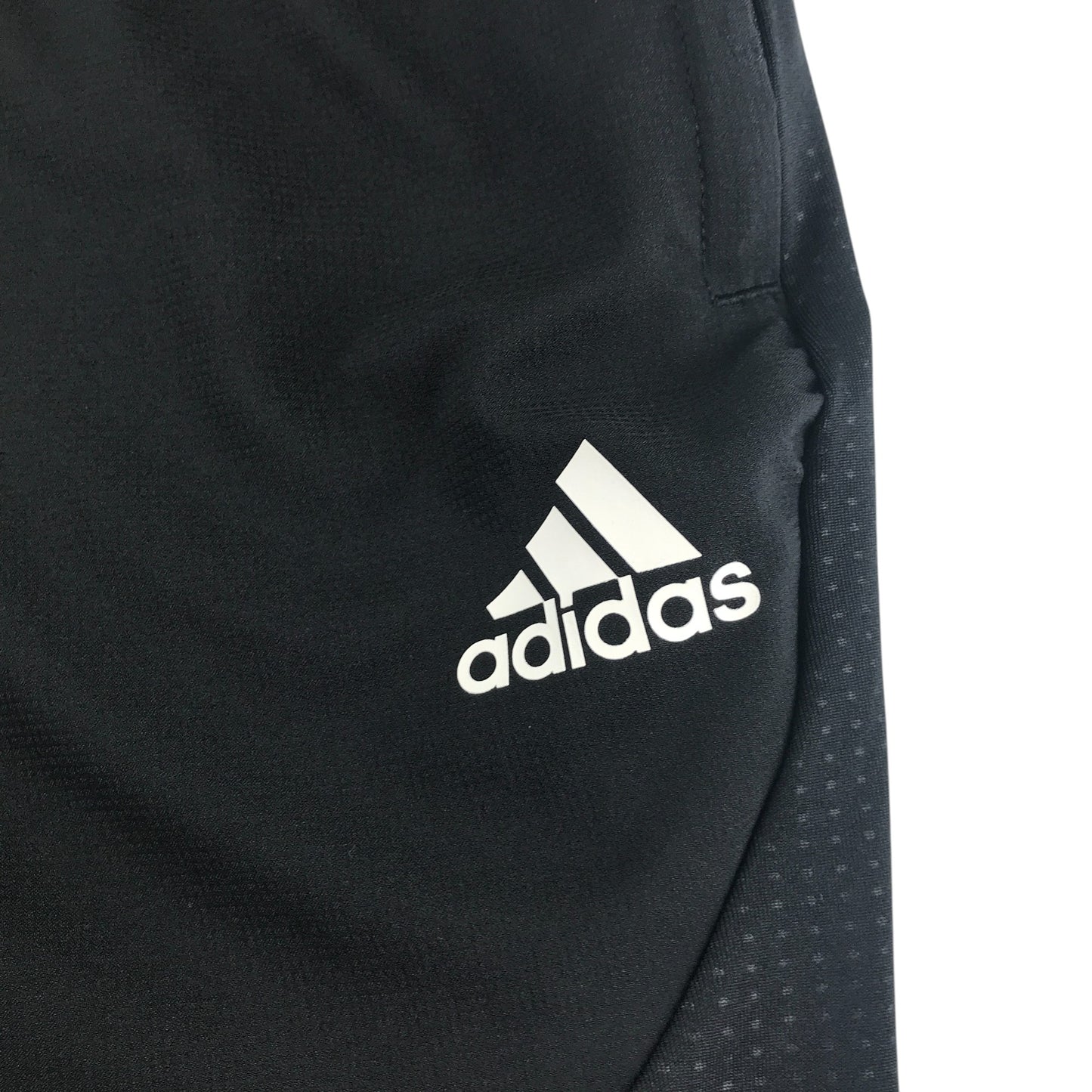 Adidas shorts 9-10 years black with white stripes and logo aeroready