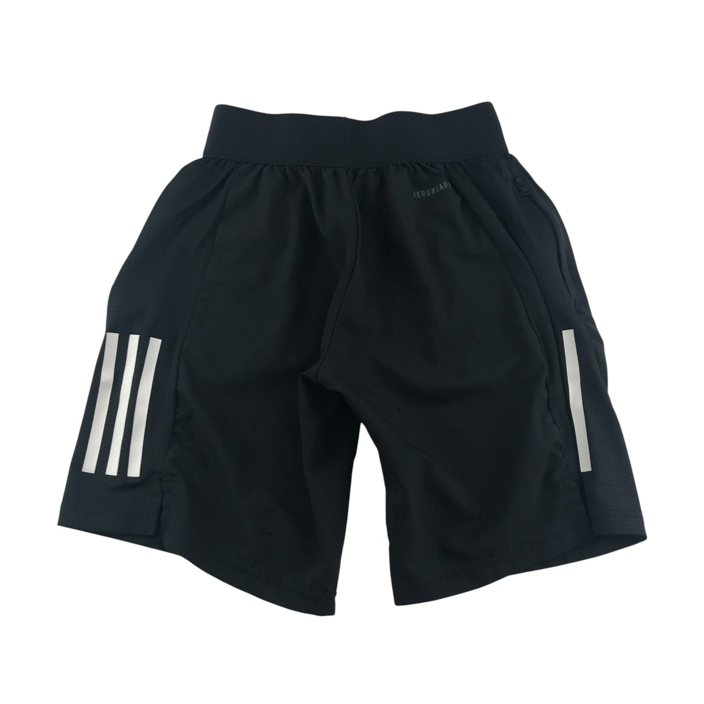 Adidas shorts 9-10 years black with white stripes and logo aeroready