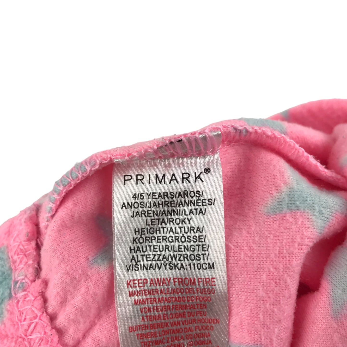 Primark Pyjama Set Age 4 Pink Grey Starry Fleece Hoodie