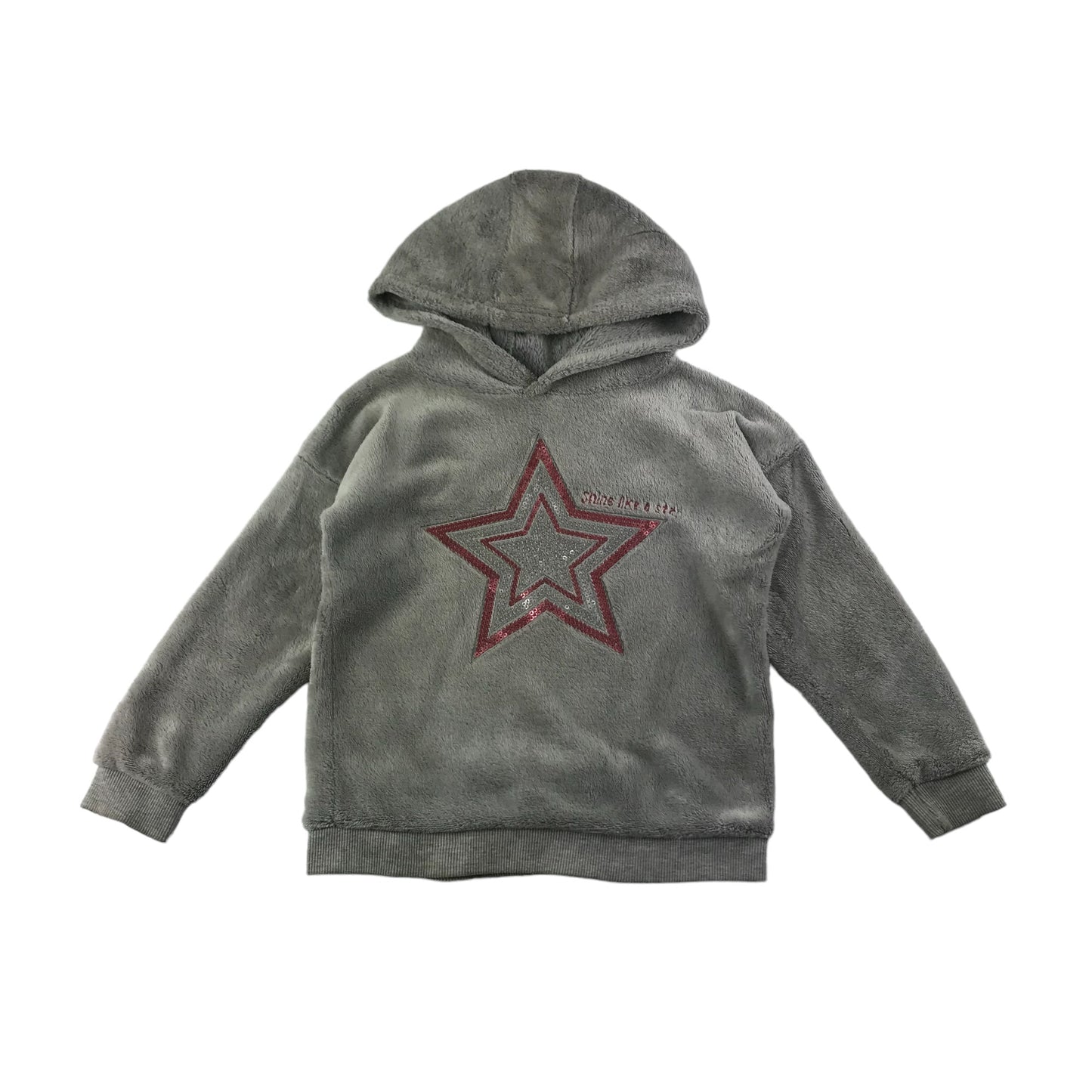 Primark Pyjama Set Age 4 Pink Grey Starry Fleece Hoodie