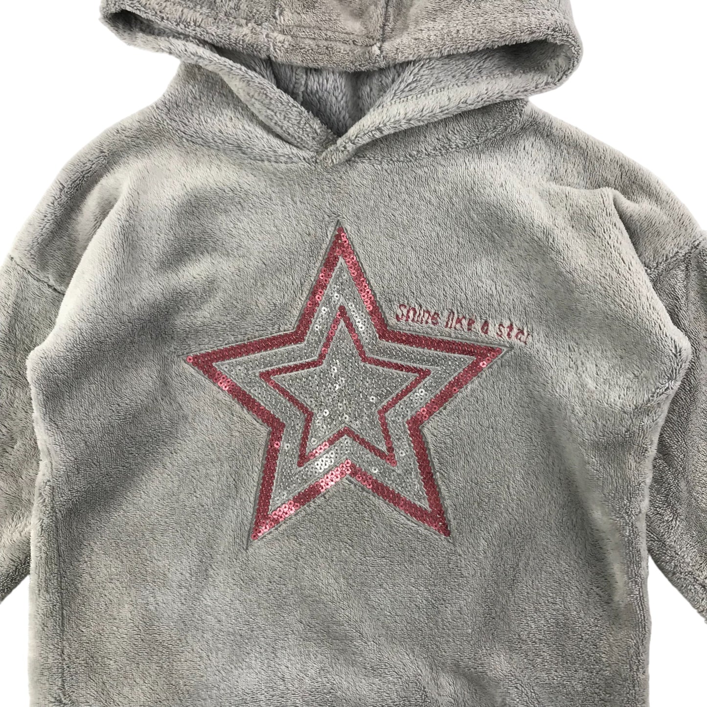 Primark Pyjama Set Age 4 Pink Grey Starry Fleece Hoodie