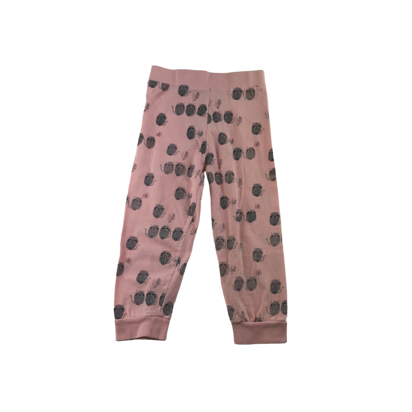 Matalan Pyjama Set Age 4 Pink Glittery Cats Long Sleeve Cotton