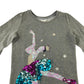 Monsoon dress 7-8 years grey jersey with sequin dancer peplum sleeves