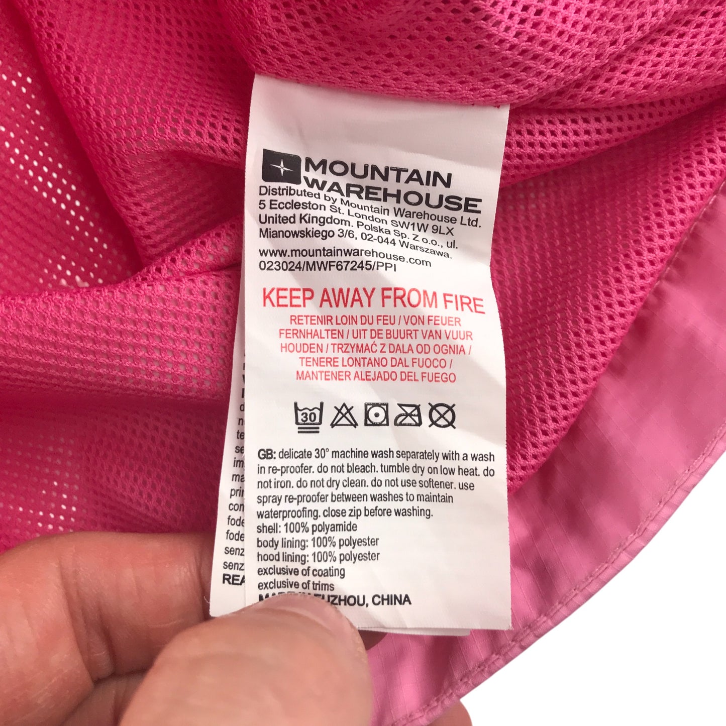 Mountain Warehouse jacket 7-8 years pink waterproof with hood