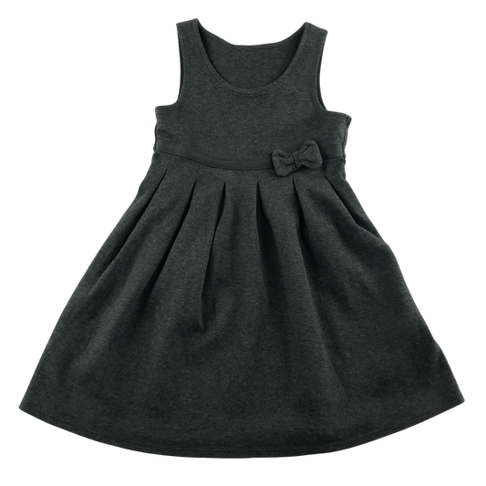 Grey jersey bow detail school pinaforel
