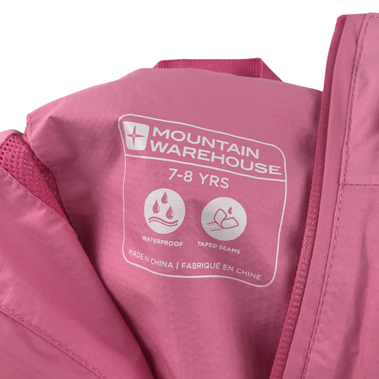 Mountain Warehouse jacket 7-8 years pink waterproof with hood