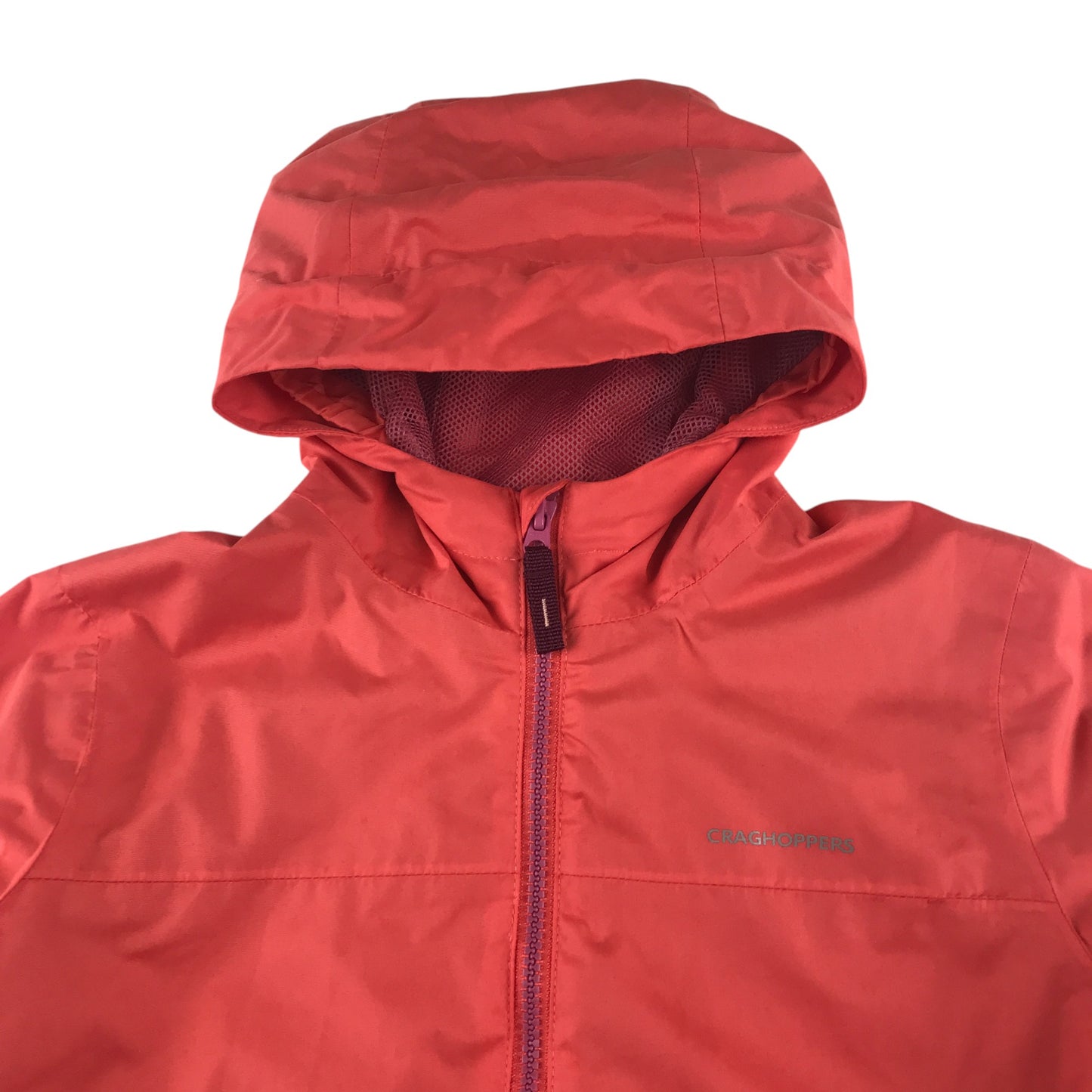 Craghoppers jacket 9-10 years peachy pink waterproof with hood mesh lining