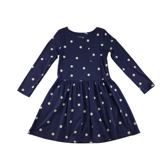 John Lewis dress 6-7 years navy blue polka dot long sleeve