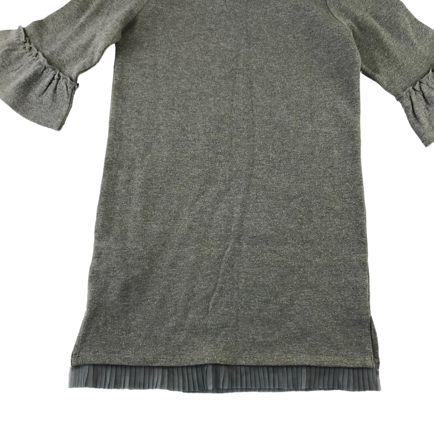 Monsoon dress 7-8 years grey jersey with sequin dancer peplum sleeves