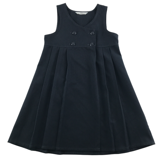 Navy double breasted school pinafore
