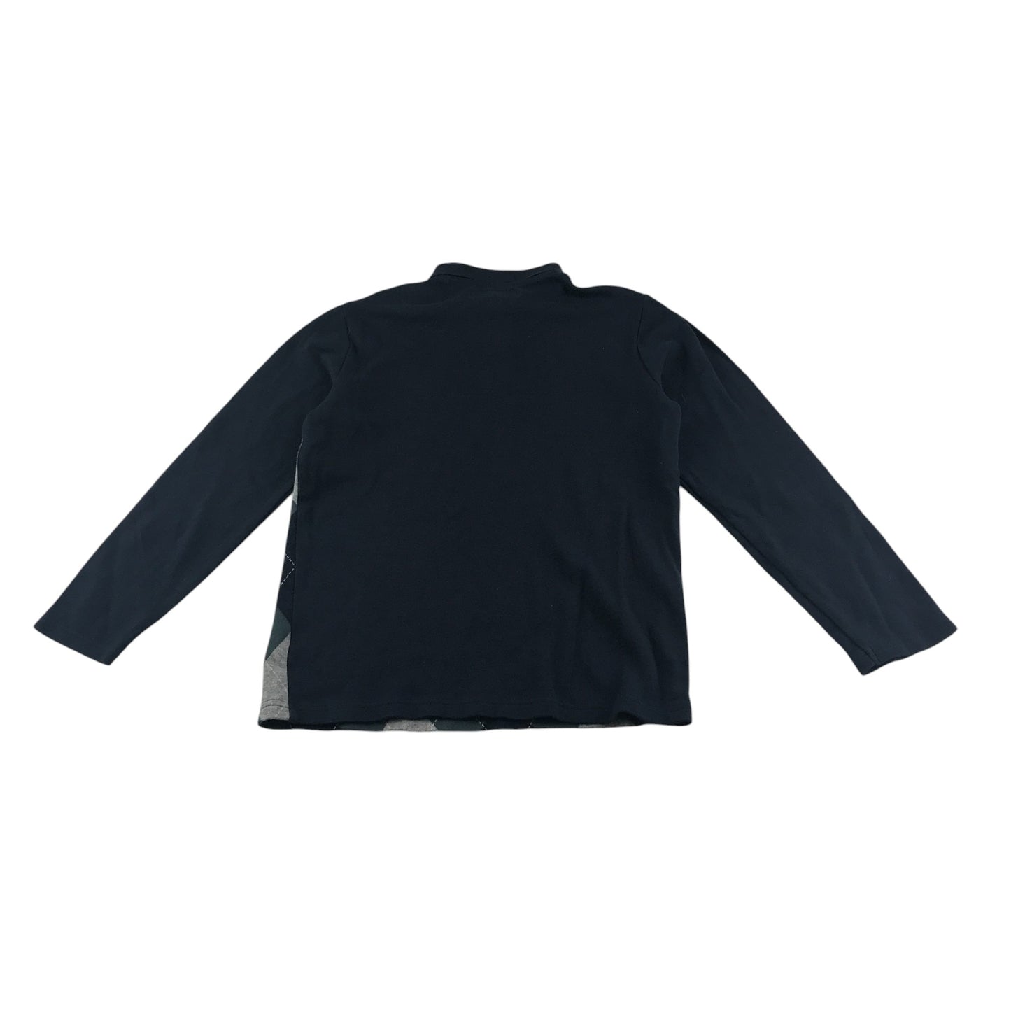 Next polo shirt 8-9 years blue knitted long sleeve diamond pattern cotton