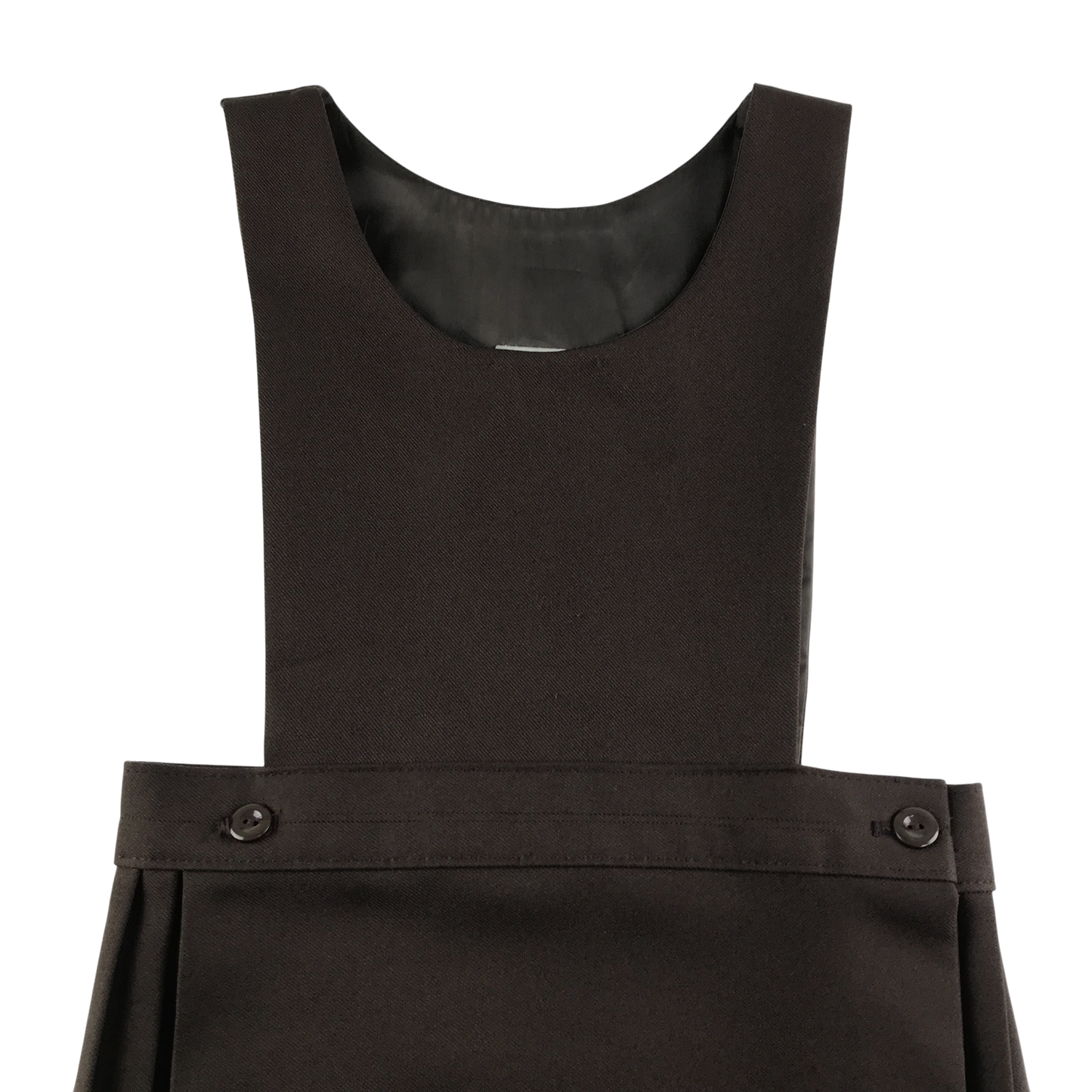 Brown bib style school pinafore