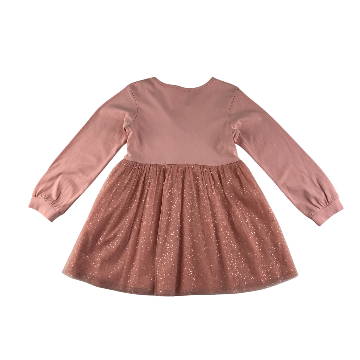 Next dress 5-6 years peachy pink long sleeve mesh layered cotton