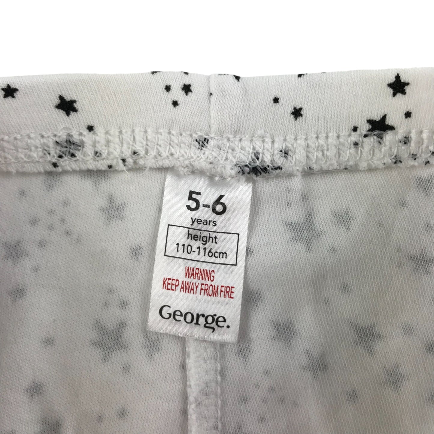 George Pyjama Set Age 5 White Starry Long Sleeve Cotton