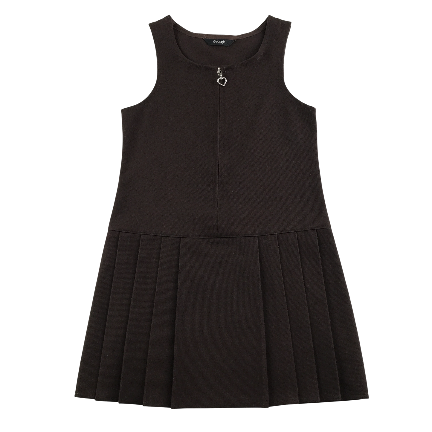 Brown A-line with zipper school pinafore