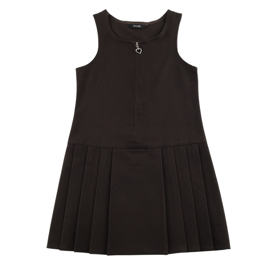 Brown A-line with zipper school pinafore