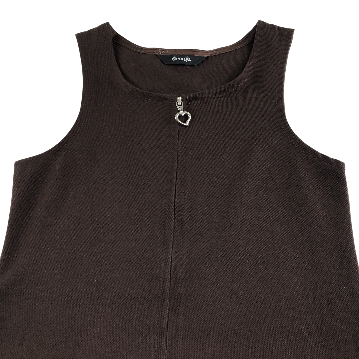 Brown A-line with zipper school pinafore