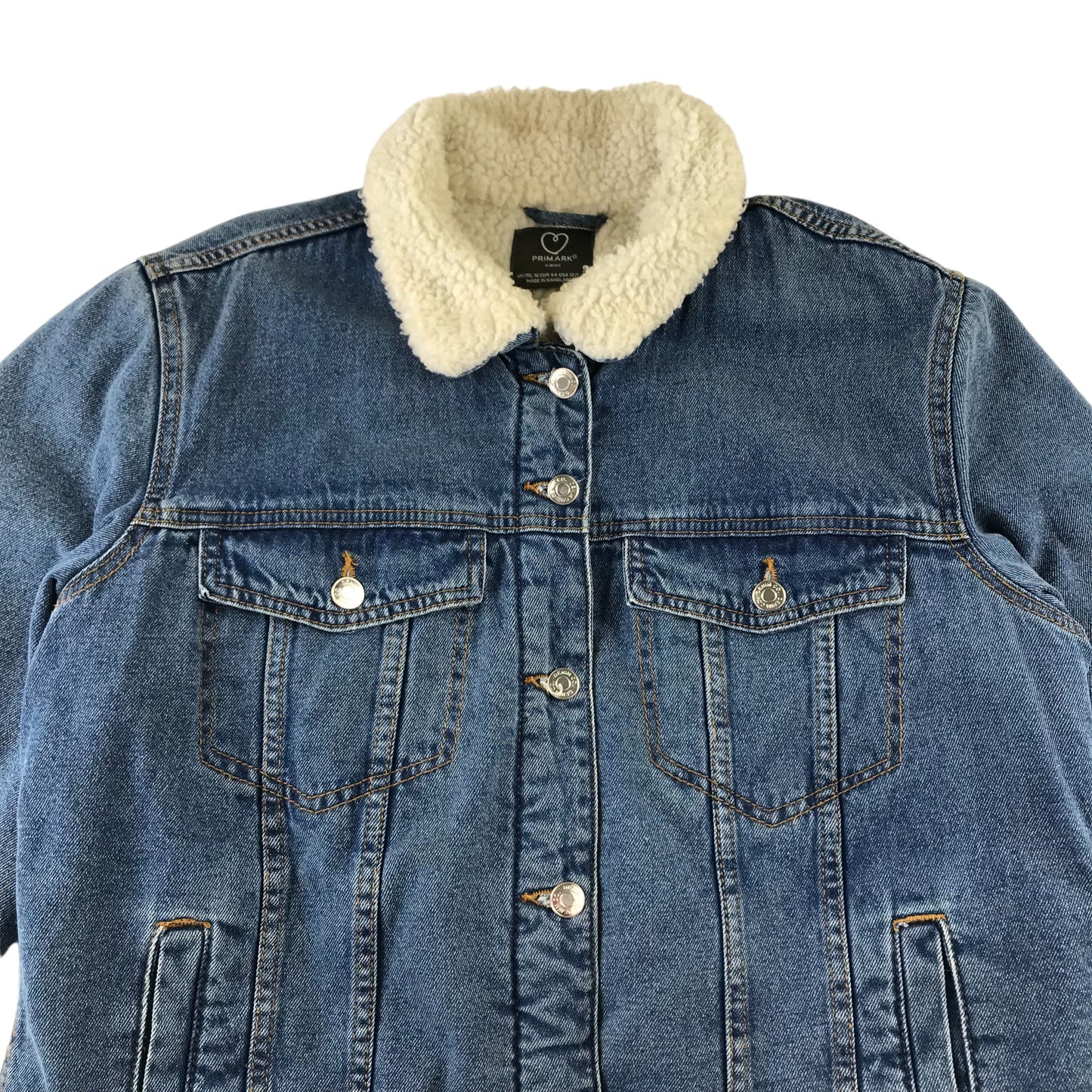 Primark denim jacket size 16 women blue warm layered cotton shell