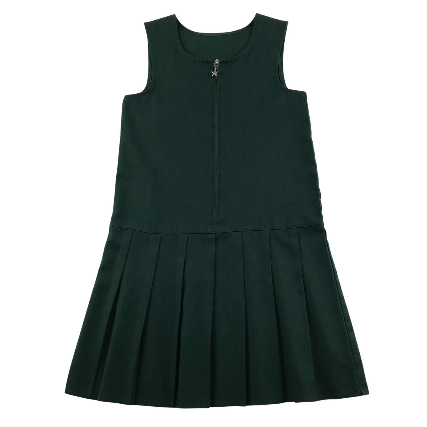 Green A-line with zipper school pinafore