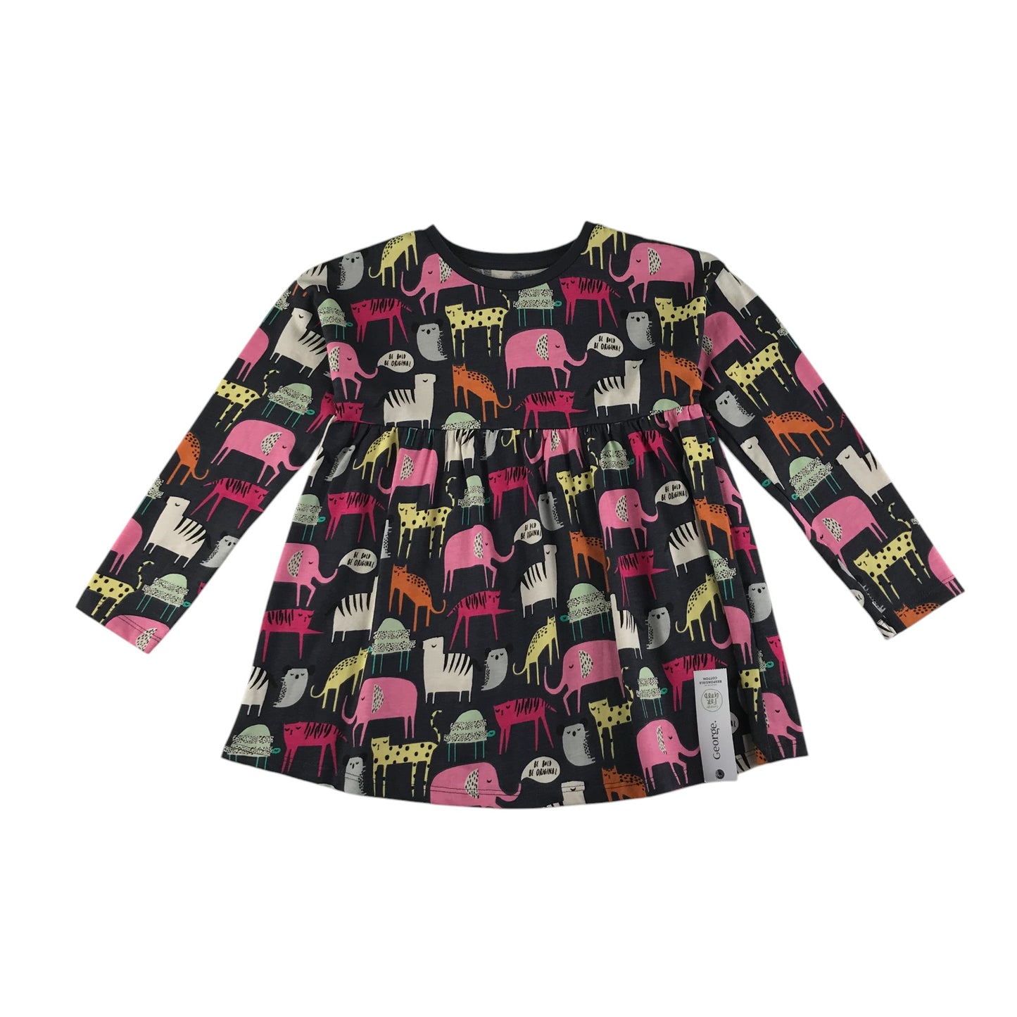 George t-shirt 5-6 years black animal prints long sleeve cotton