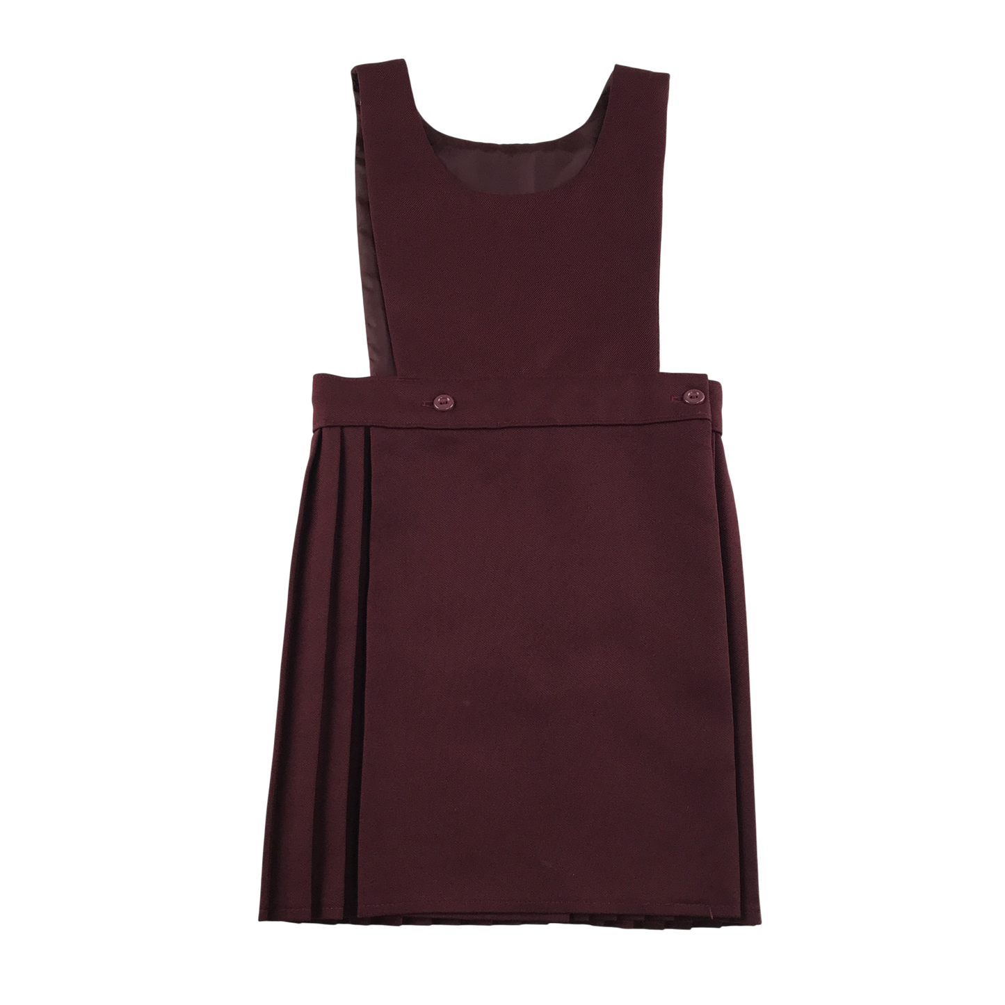 Burgundy bib style school pinafore