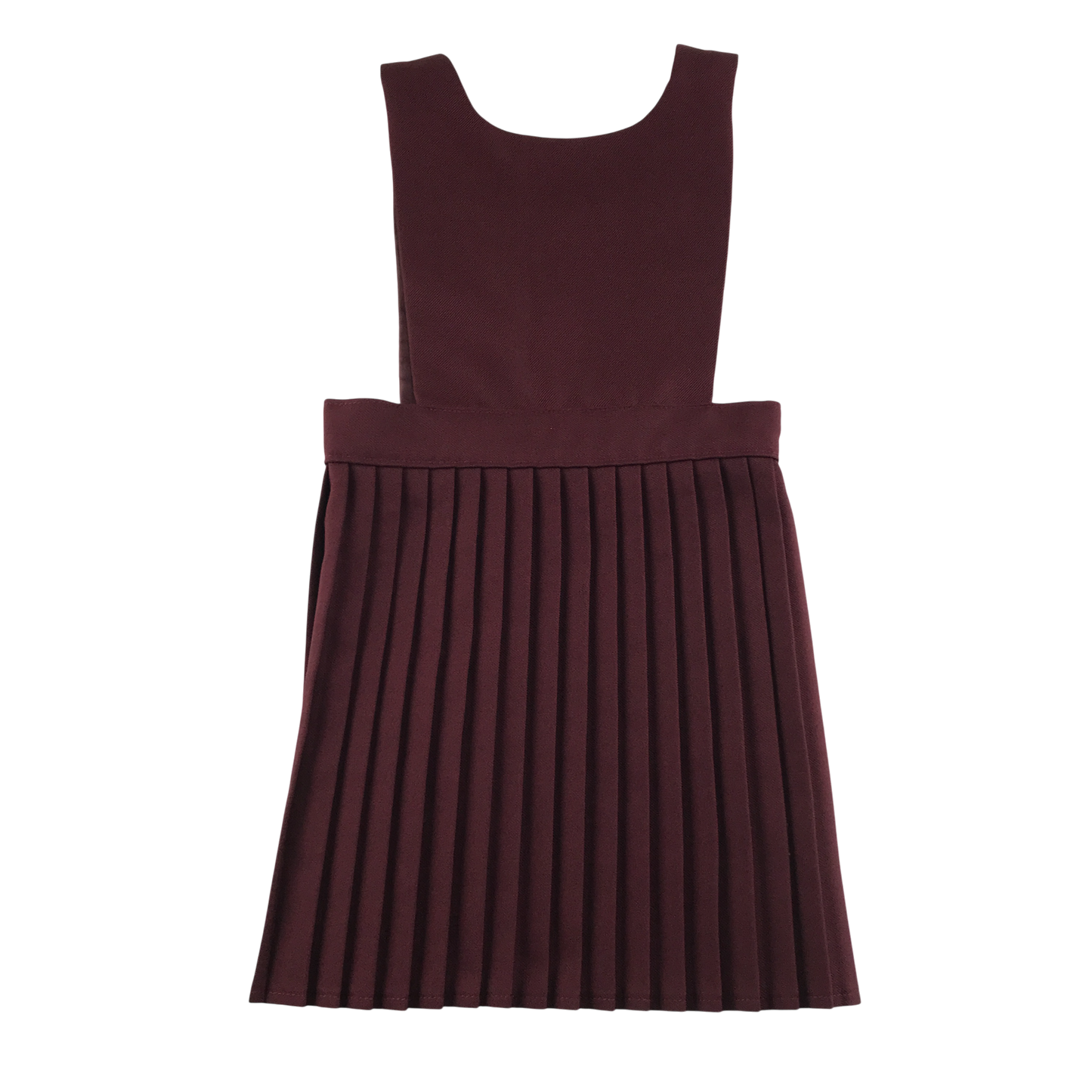 Burgundy bib style school pinafore