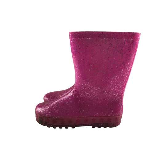 Wellie boots shoe size 11 junior pink sparkly calf height