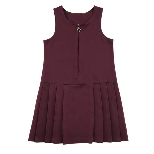 Burgundy A-line with zipper school pinafore