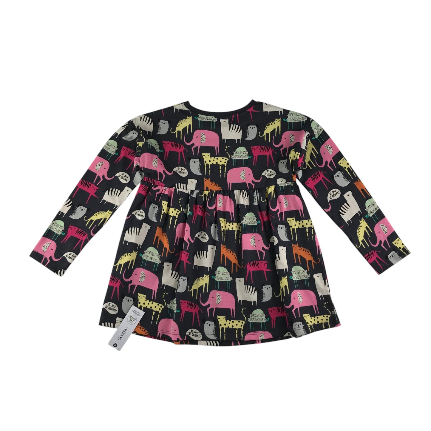 George t-shirt 5-6 years black animal prints long sleeve oversized cotton