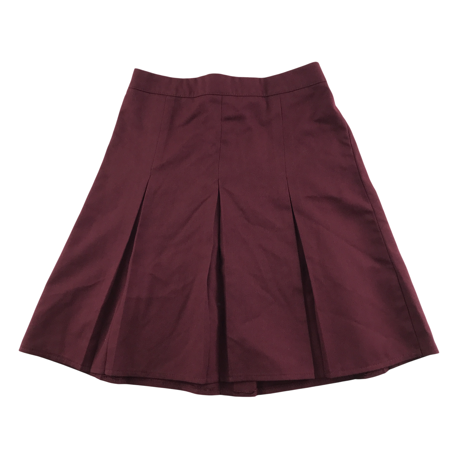 Burgundy thin waistband pleated school skirt