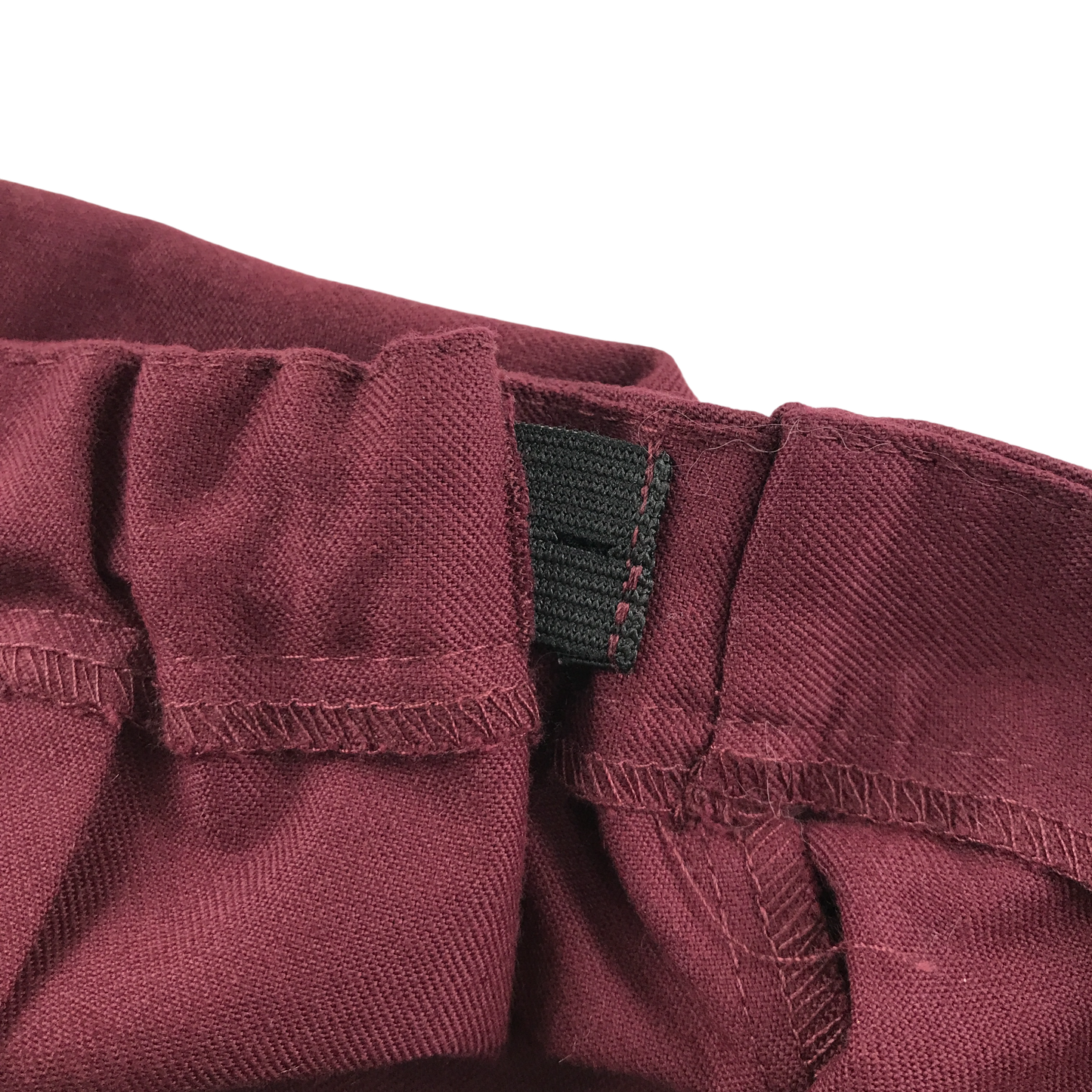 Burgundy thin waistband pleated school skirt