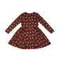 F&F dress 5-6 years black and orange pumpkin print long sleeve