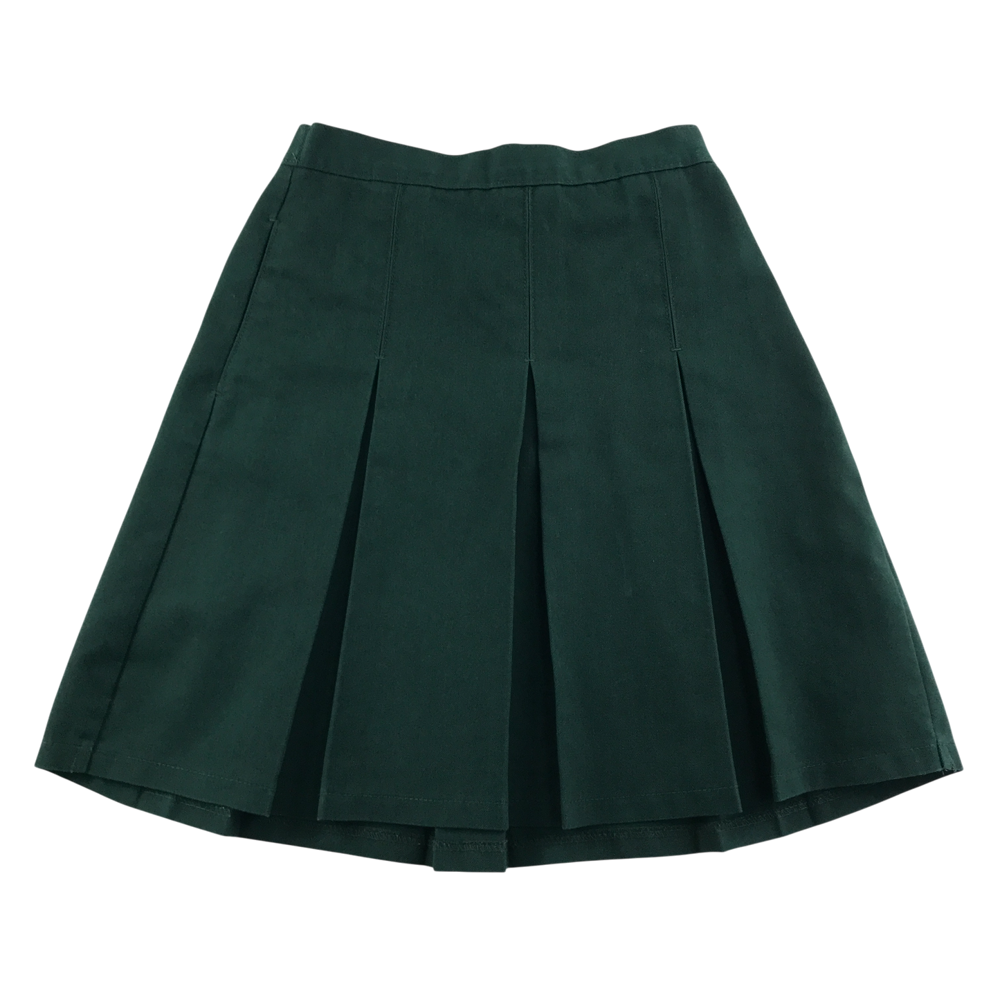 Green thin waistband pleated school skirt