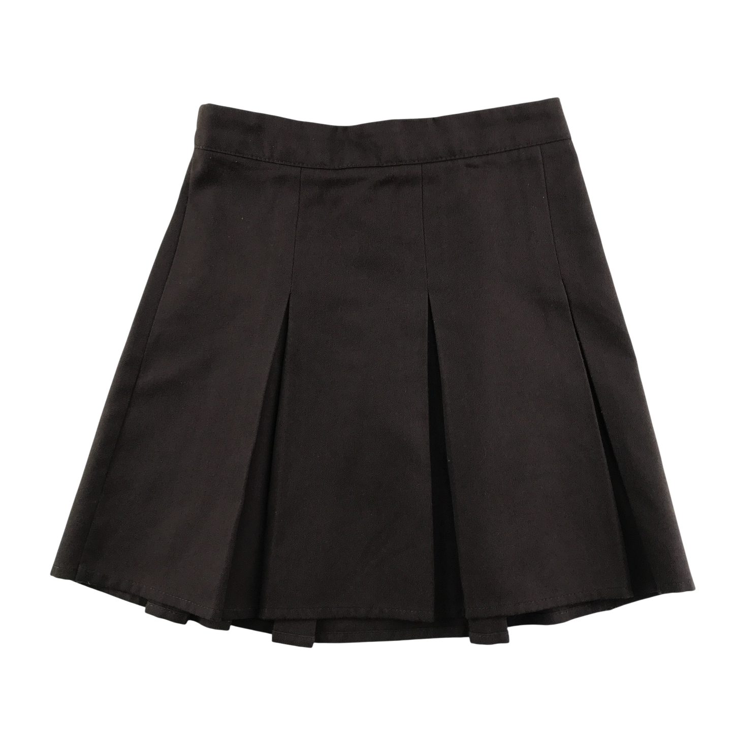 Brown thin waistband pleated school skirt