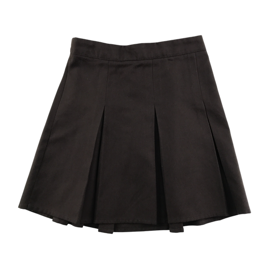 Brown thin waistband pleated school skirt