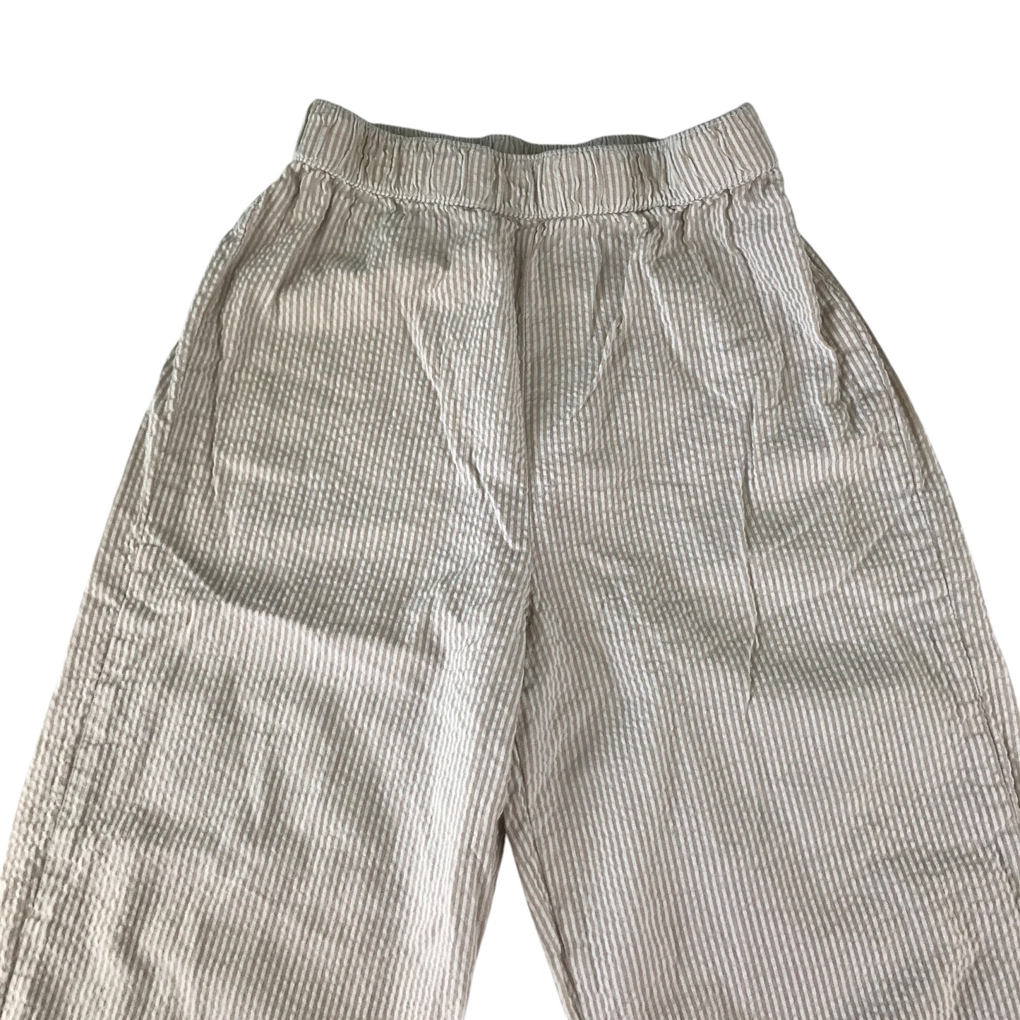 H&M trouser 8-9 years cream and white stripy trousers with elasticated waist cotton