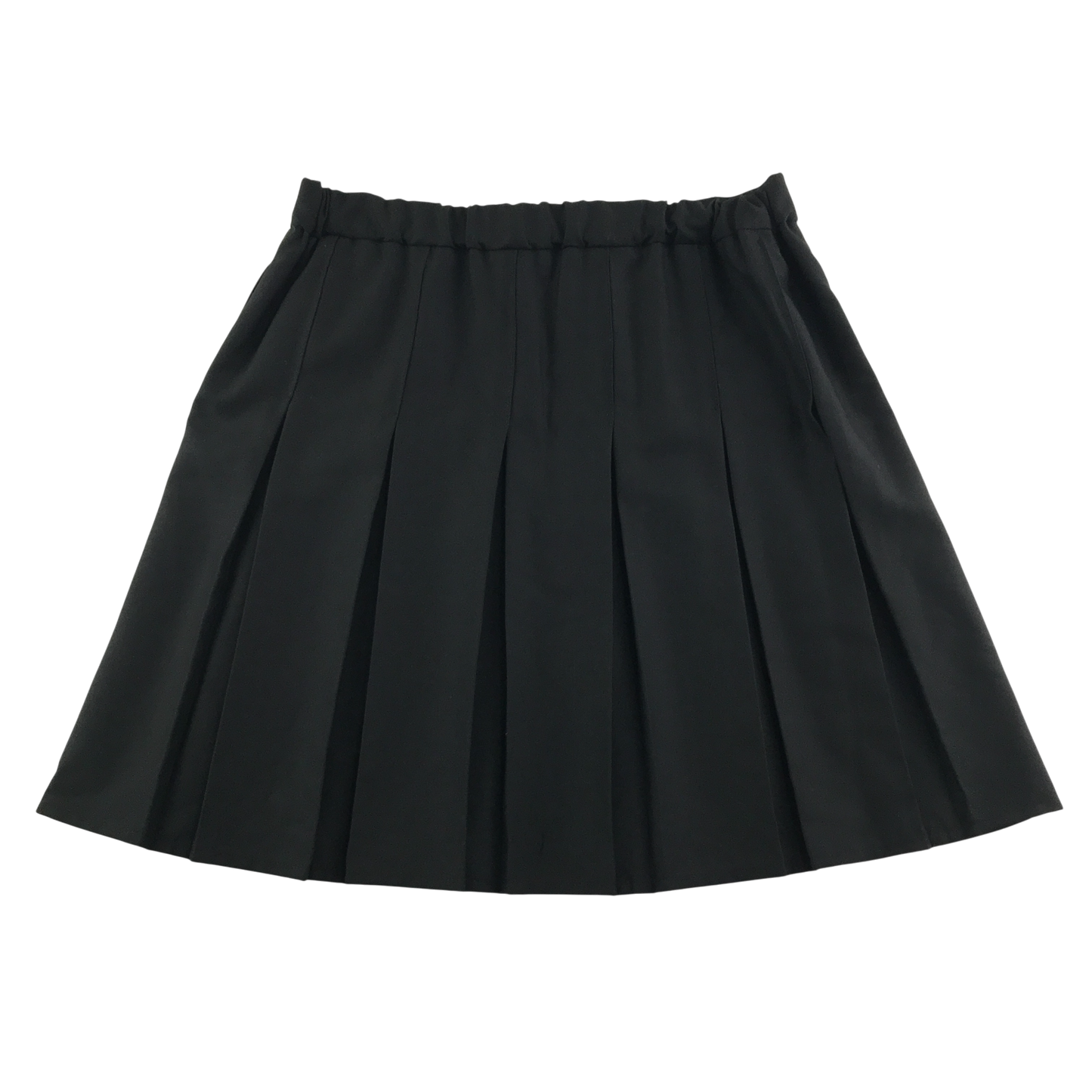 Black thin waist band pleated school skirt