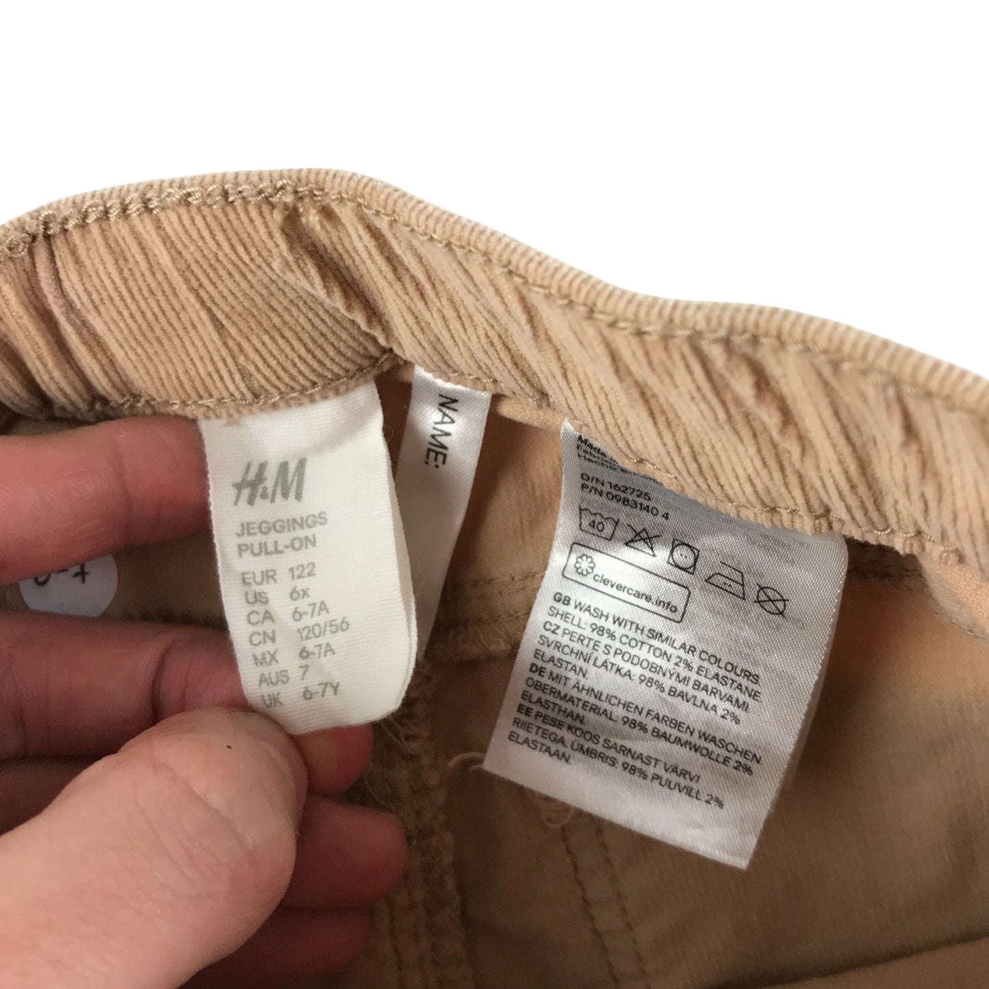 H&M trouser 6-7 years light brown jeggings corduroy