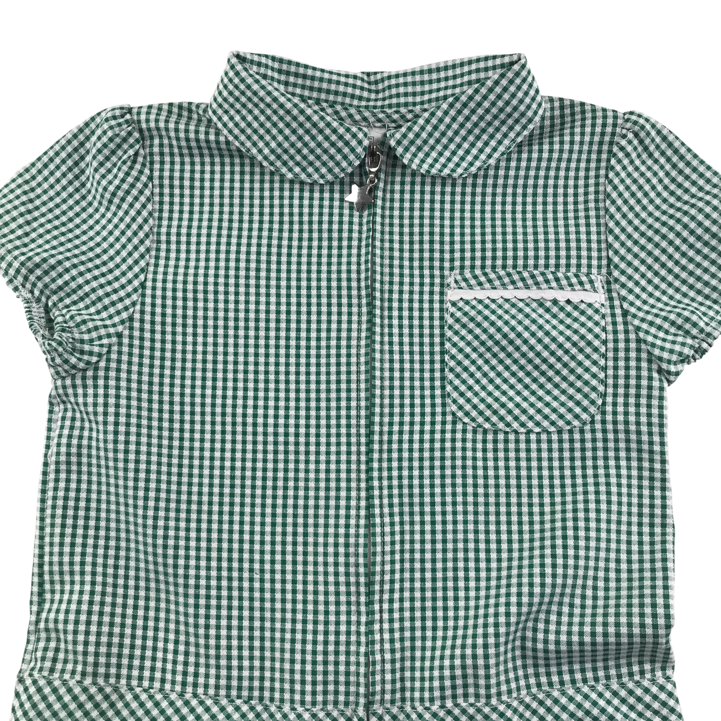 Green gingham with zipper school playsuit