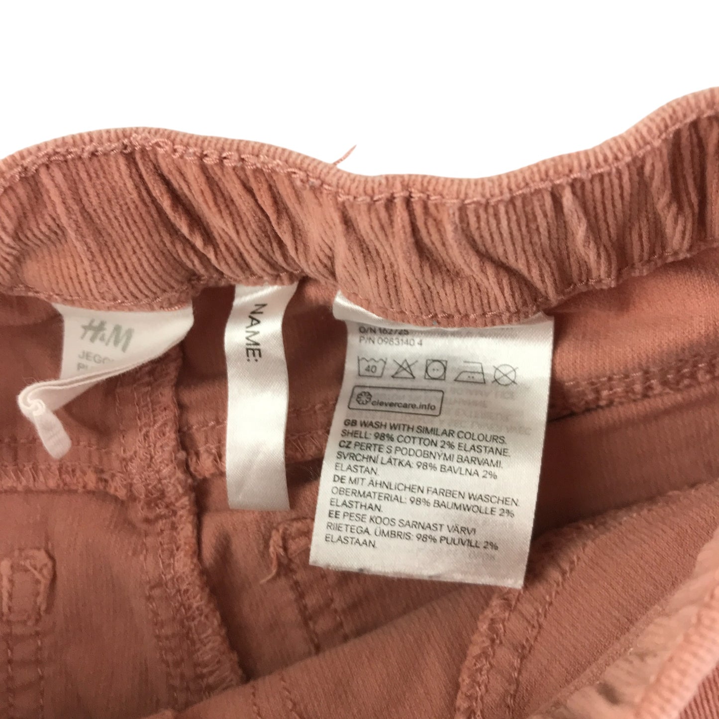 H&M trouser 6-7 years pink jeggings corduroy