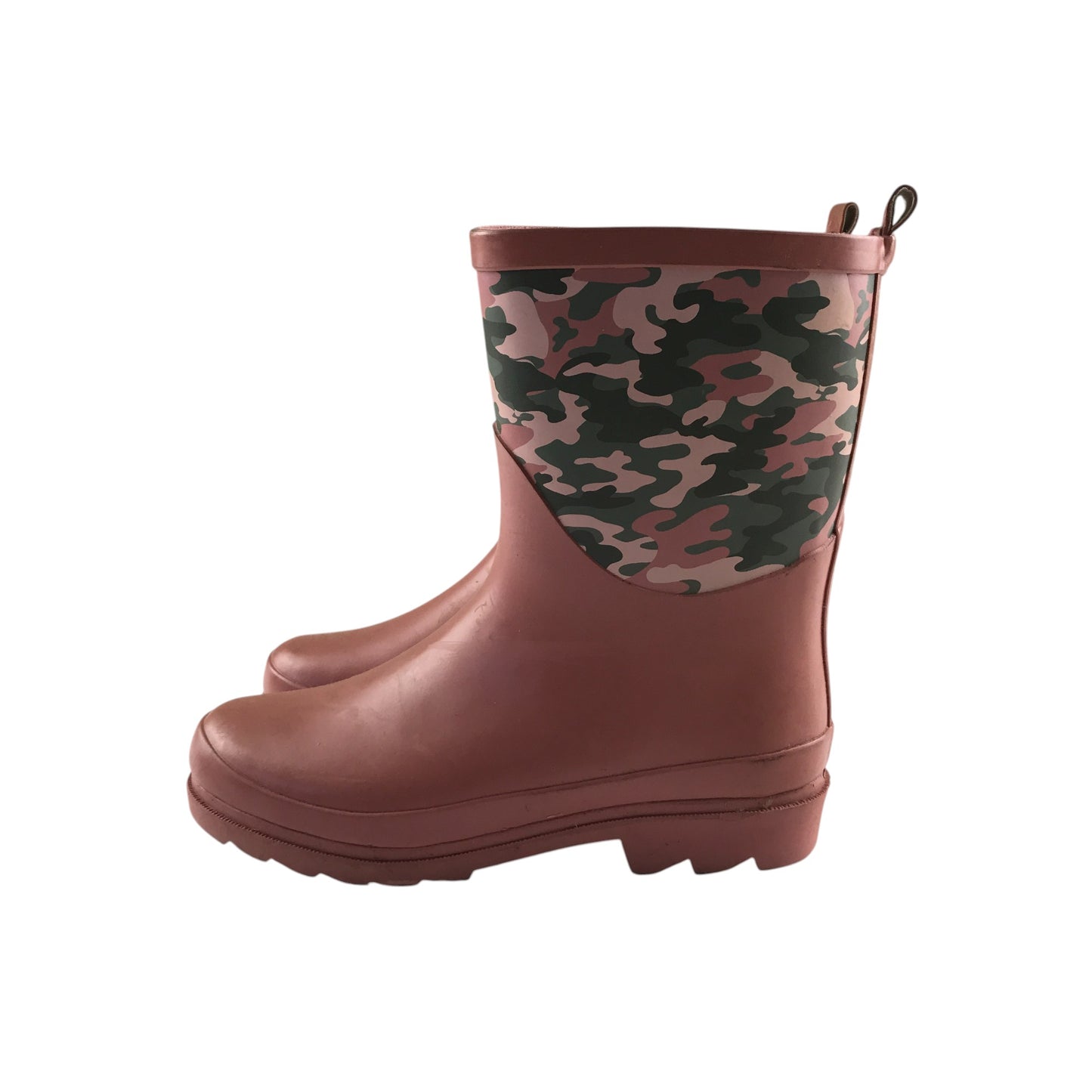 Tu Wellie boots shoe size 2 pink with camo graphic calf height