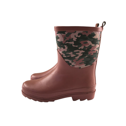 Tu Wellie boots shoe size 2 pink with camo graphic calf height