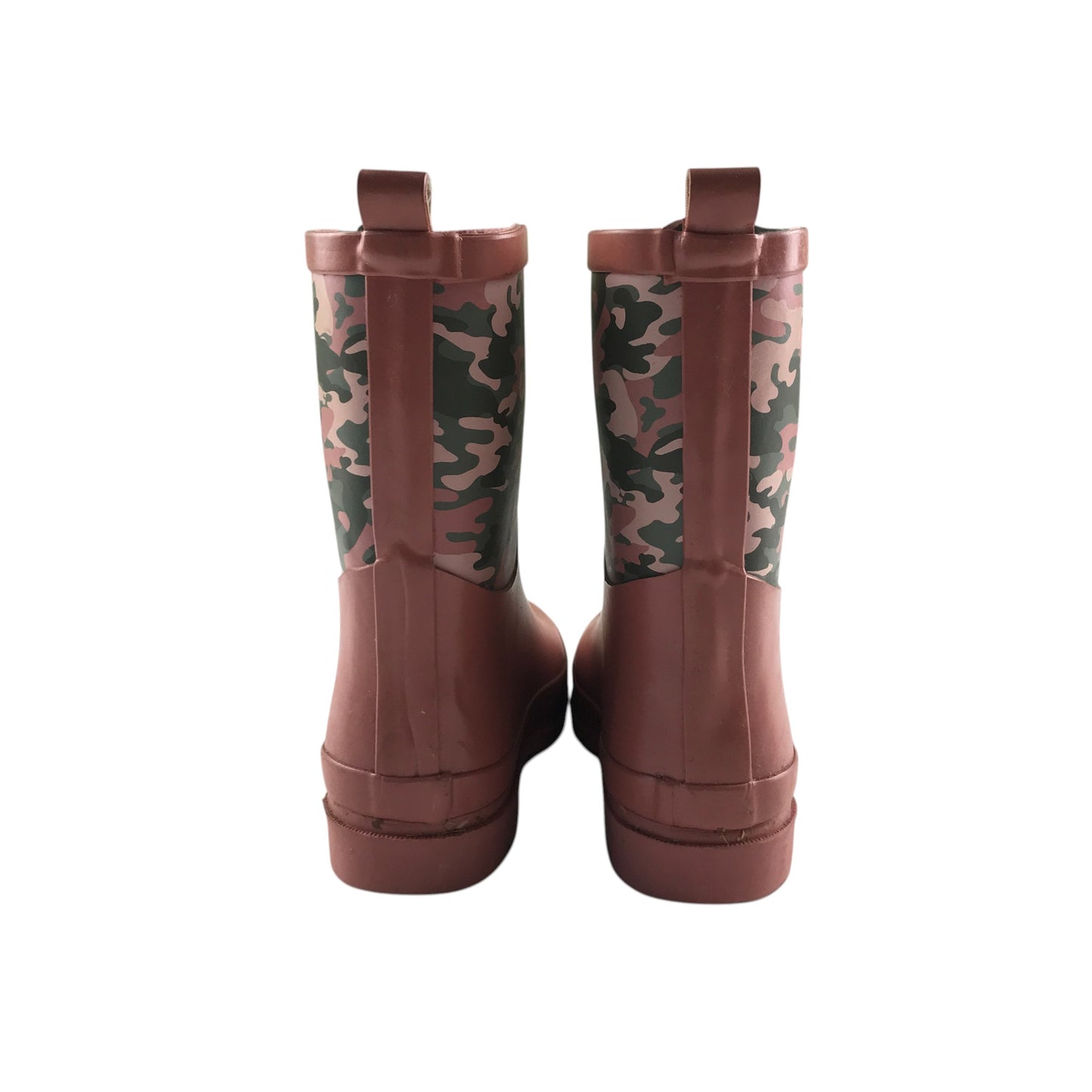 Tu Wellie boots shoe size 2 pink with camo graphic calf height