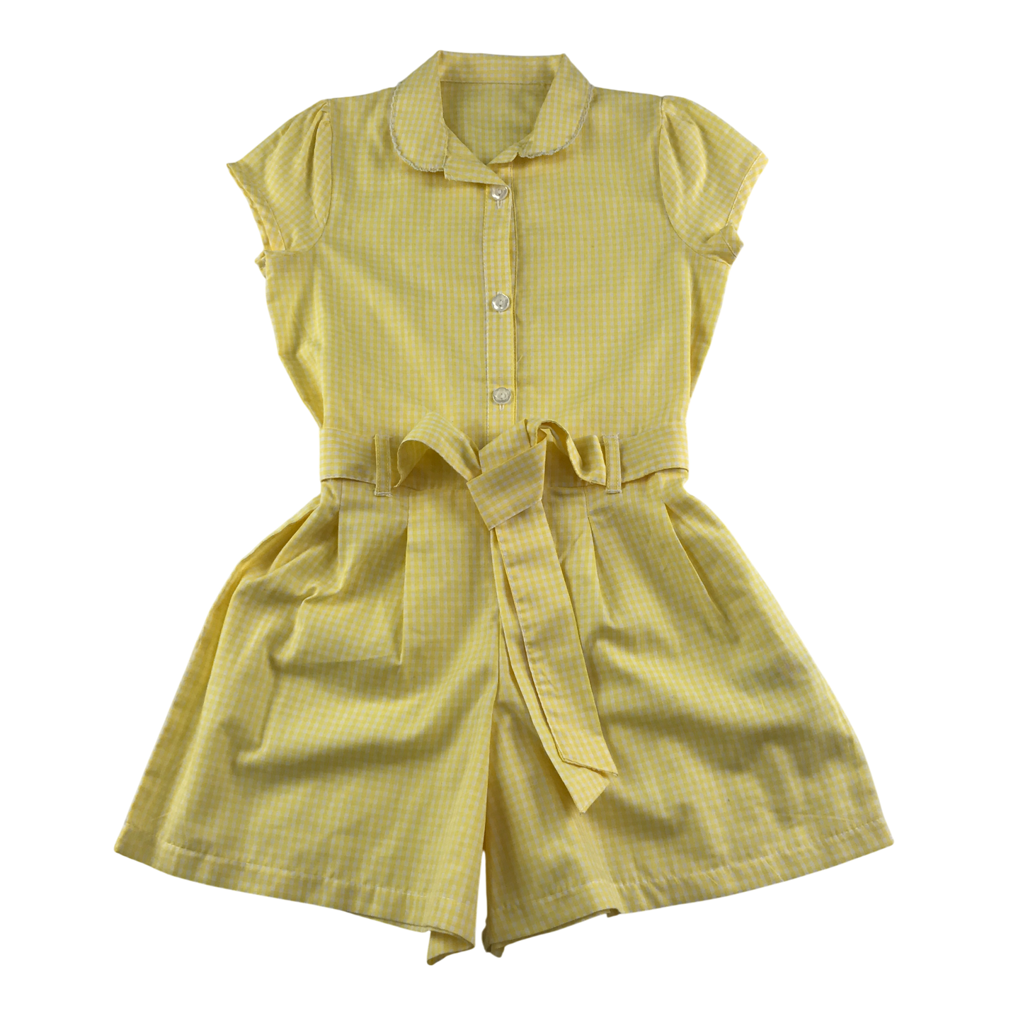 Yellow gingham with zipper school playsuit