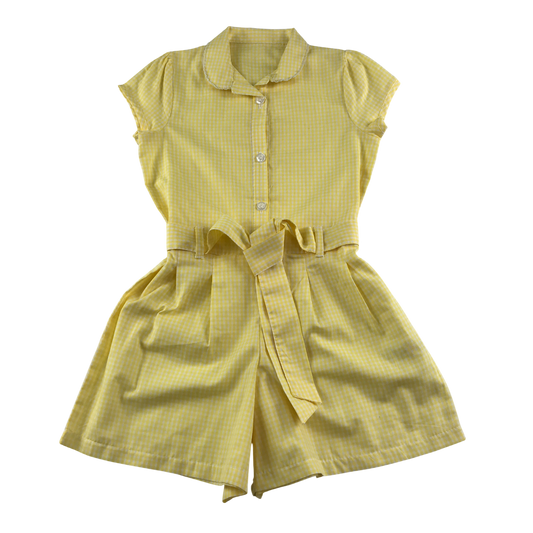 Yellow gingham with zipper school playsuit