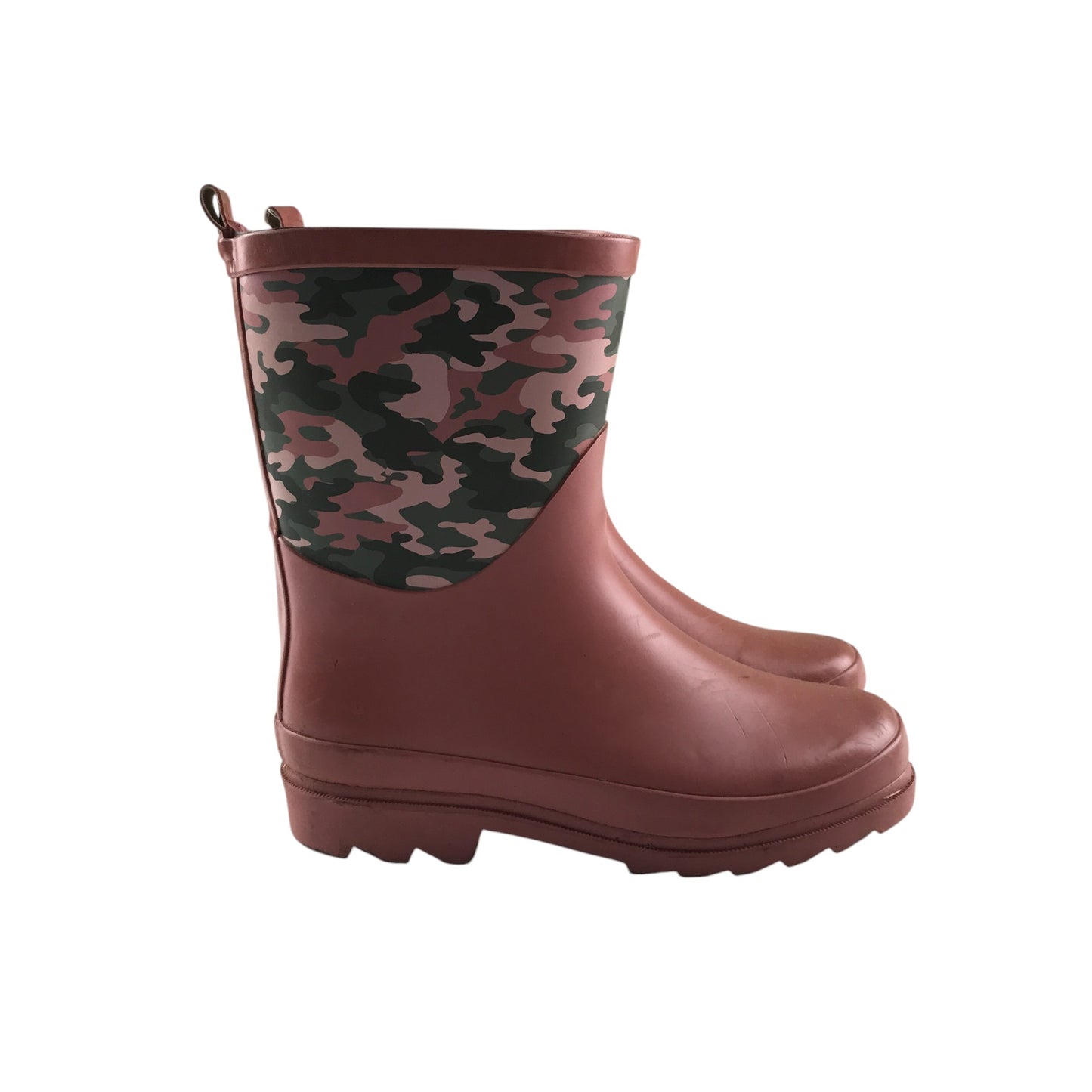 Tu Wellie boots shoe size 2 pink with camo graphic calf height