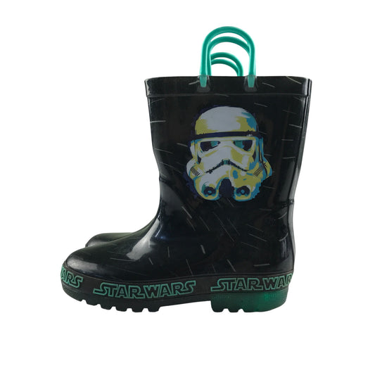 Wellie boots shoe size 12 junior black Star Wars Stormtrooper graphic calf height